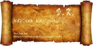 Vétek Károly névjegykártya